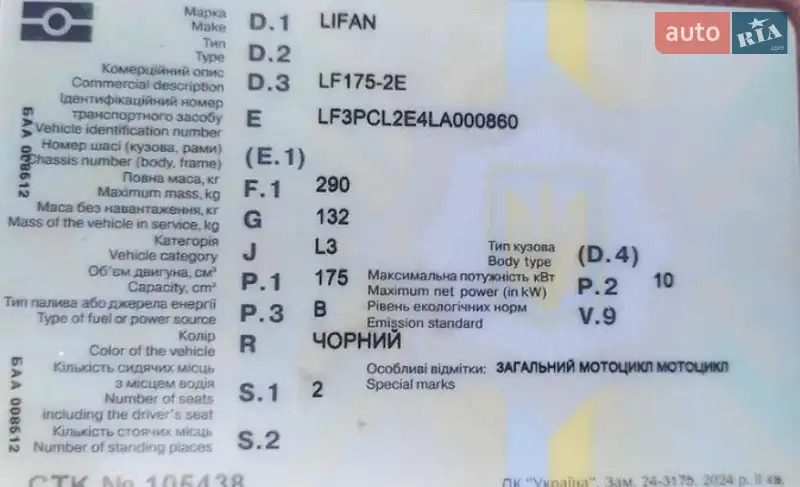 2020 lifan lf175-2e